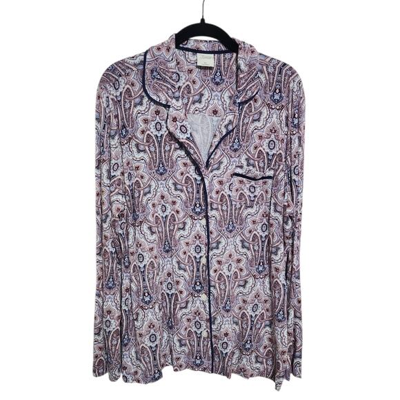 Soma XL Cool Nights Pajama TOP Angelic Paisley Long-Sleeve Button Up. - Picture 3 of 6